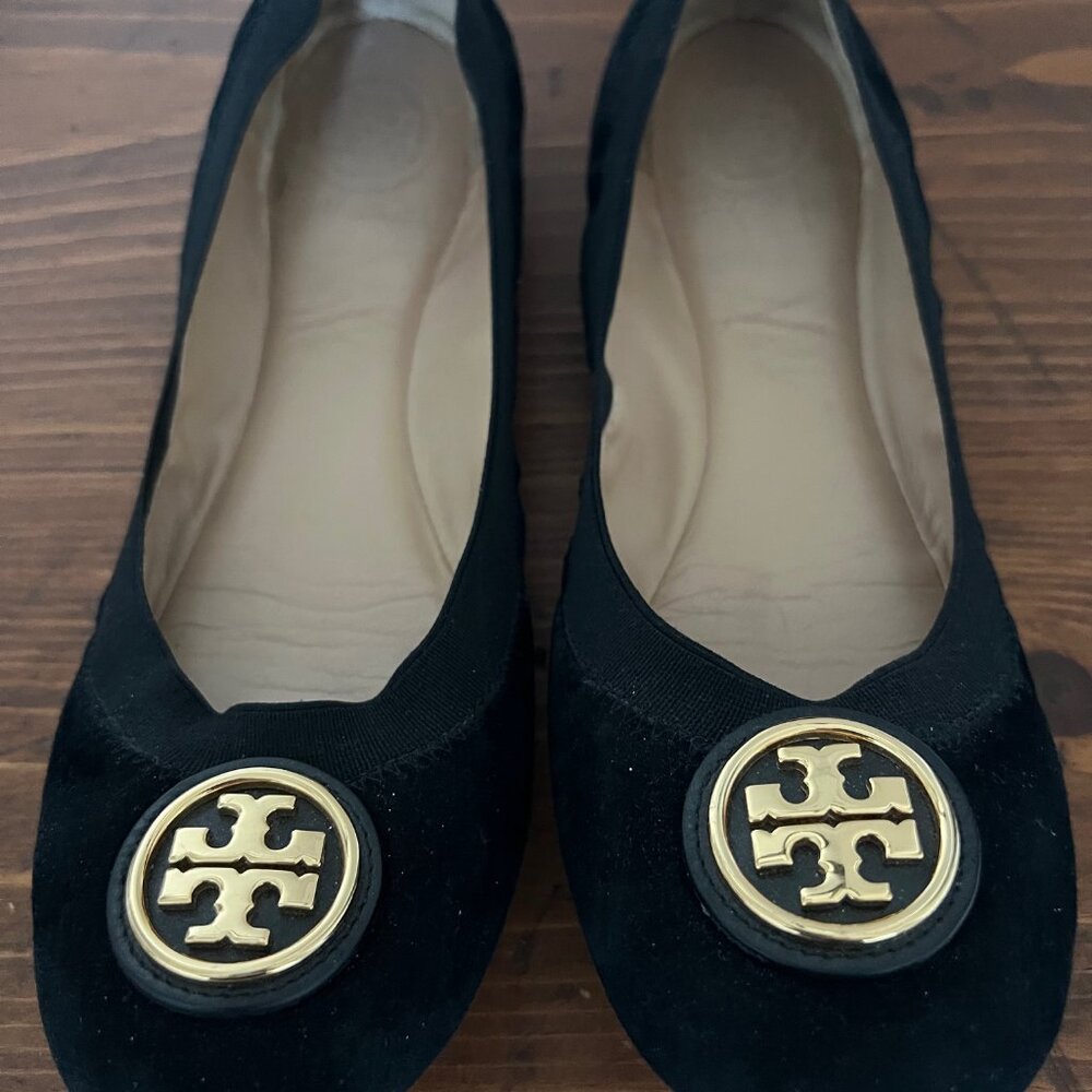 Tory Burch Black Suede Ballet Flats (Size 8) - Picture 2 of 5